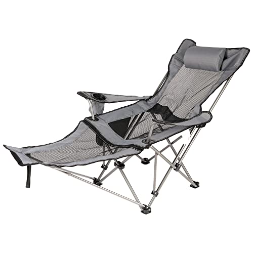 YSSOA Silla de Camping al Aire Libre con reposapiés extraíble, Gris Cover