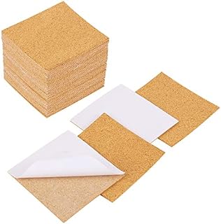 Apipi 40 Pack Self-Adhesive Cork Squares - 4"x 4" Cork Backing Sheets Mini