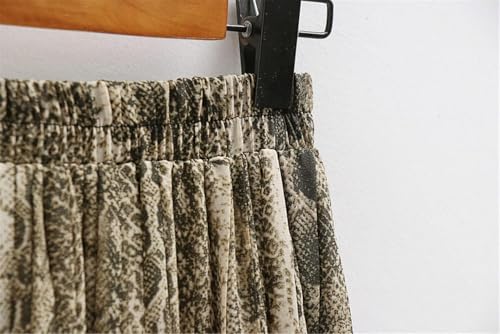 Elastic Waist Women's Pleated Chiffon Maxi Skirt Bohemian Long A-Line Leopard Print Beachwear3