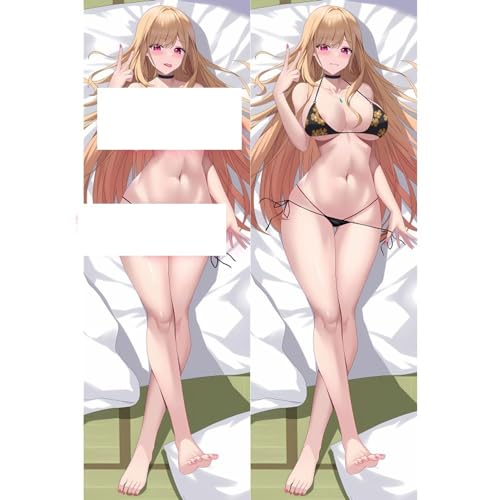 My Dress-Up Darling Marin Kitagawa Anime Girl Hugging Body Pillow Case 150x50cm Game Throw Pillow Cover Peach Skin -150x50cm