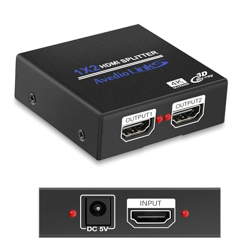 HDMI Splitter 1 in 2 Out, NEWCARE Hdmi Splitter 1x2 Supports Full HD 4K @ 30HZ & 3840×2160P & 3D for Xbox PS3 PS4 Blu-Ray Player and More
