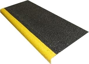 Cubiertas antideslizantes para peldaños de escalera de alta resistencia GRP – 750 mm x 345 mm de profundidad antideslizante, color negro y amarillo