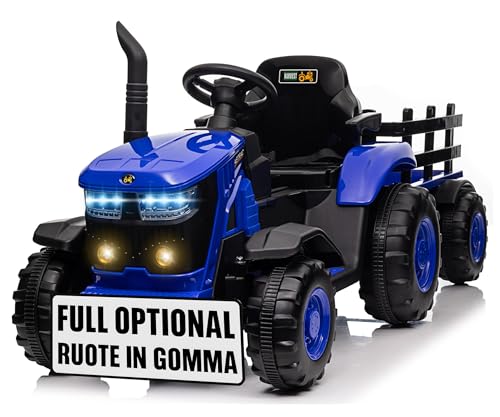 Trattore Elettrico per Bambini 12V con Ruote in Gomma e