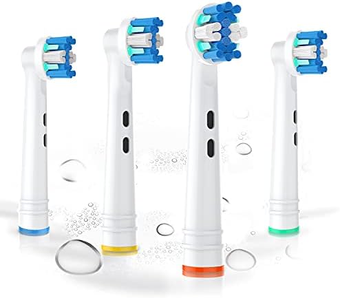 Replacement Toothbrush Heads Compatible with Braun Electric Toothbrushes, 4pcs, Deep Clean Brush Head for Vitality Floss Action, Fit Oral B Pro 100 500 1000 1500 2000 2500 3000 5000 7000