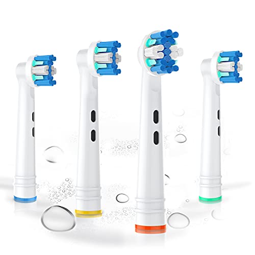 Replacement Toothbrush Heads Compatible With Braun Electric Toothbrushes, 4Pcs, Deep Clean Brush Head For Vitality Floss Action, Fit Oral B Pro 100 500 1000 1500 2000 2500 3000 5000 7000 #TOP1