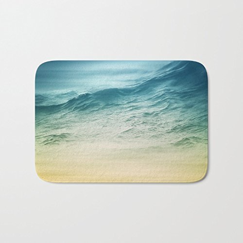 Amazon Com Memory Foam Bath Mat Abstract Ocean Art Print Custom Bath Mat Beach House Bath Decor Functional Art Under 50 Custom Bath Accessories Blue And Yellow Handmade