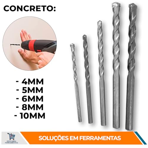 Jogo de Brocas Fertak 1202 - Kit Completo para Madeira, Concreto e Metal com 16 Peças