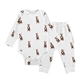 vvfelixl Baby Bodysuits Pants Sets Pit Bull Terrier Sitting Dog Long Sleeve Baby Onesie Clothes for Boys Girls 3-6M