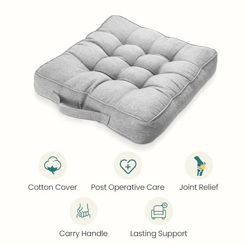 Booster Seat Cushion, 2PCS 47cm Square Chair Pad with 10cm Thick Coccyx Support for Tailbone, Hip, and Lower Back Relief with Handle Strap for Sofa Dining Room Garden and Kitchen, Grey - Cosy Home Interiors Booster Seat Cushion, 2PCS 47cm Square Chair Pad with 10cm Thick Coccyx Support for Tailbone, Hip, and Lower Back Relief with Handle Strap for Sofa Dining Room Garden and Kitchen, Grey - Image 3