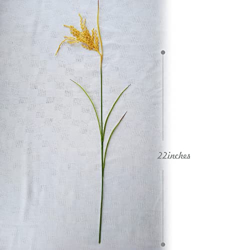 Fake Paddy Grain Ear of Rice Plant Green Plants Artificial for Home Decoration Hall Shop Window Garden 12 Packs Stems (Nature)