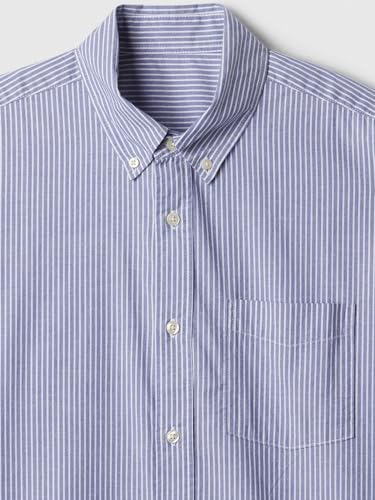 GAP Men's Standard Fit Stretch Poplin Long Sleeve Button Down Shirt4