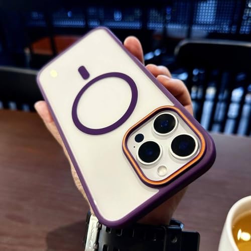 Coque magnétique iPhone 15 Pro mate et translucide violette antichoc
