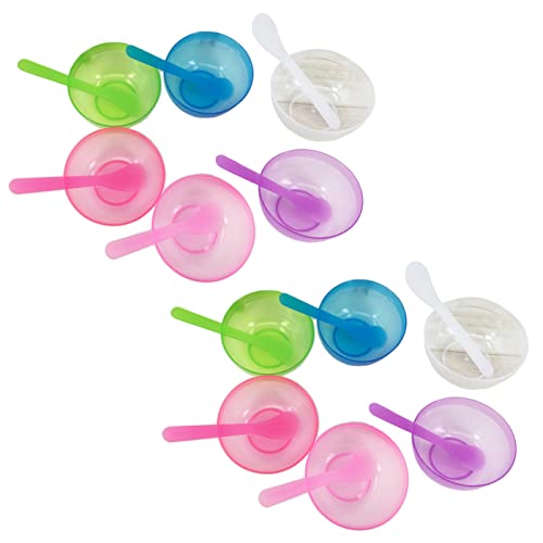 lasenersm 12 Pcs Plastic Facial Mask Mixing Bowl With Stirring Spatula Facemask Bowl Mud Mask Mixing Bowl DIY Skin Care Mixing Tool Kit for Lady Women Home Beauty Salon Use, Transparent Color Series