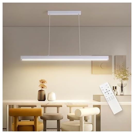 FANLG LED Pendelleuchte Dimmbar, 80CM Hängelampe Esstisch weiß mit Fernbedienung, 36W 3600lm Moderne Linear Hängeleuchte Esstischlampe hängend Höhenverstellbar für Esszimmer Küche büro kücheninsel