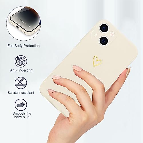 Image of Wirvyuer for iPhone 14 Case Cute Slim Shockproof Phone Case with Wireless Charging Support and Protection, Beige