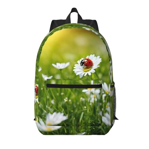 Sac à dos de voyage motif Ladybug Daisy noir grand format pour ordinateur portable