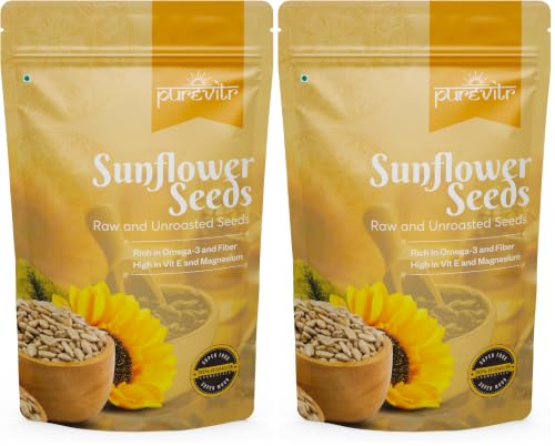 Image of Purevitr Sunflower Seeds | 400g | Raw Sunflower Seeds for Eating | Protein-Rich, High in Vitamin E, Fiber & Antioxidants | Healthy Snacks | No Preservatives (Pack of 2)
