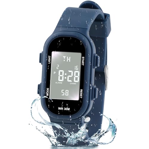 Image of Juboos Kid's Digital Watch for Boys and Girls, Waterproof LCD Digital Sports Kids Watch with 7 Color LED Lights, Stopwatch, Alarm
