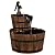Giantex 2-Tier Barrel Waterfall Fountain, Rustic Wood Barrel Cascading with Electric Decorative Hand Pump, Outdoor Water Feature for Garden Patio Backyard Lawn Porch