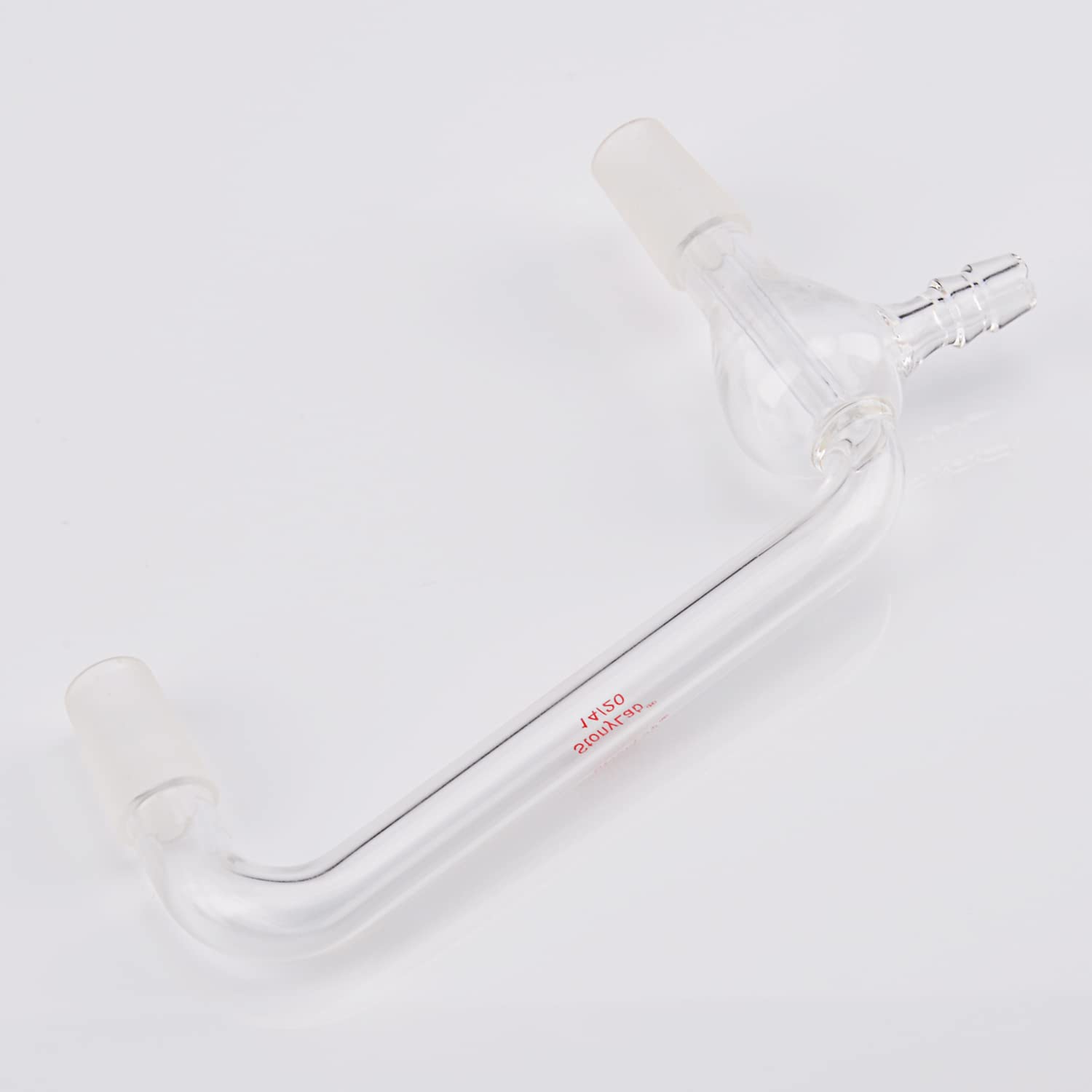 stonylab Adaptateur de Distillation sous Vide en Verre Borosilicate, Coudé à 75 et 105 Degrés, Joints Intérieurs Standard 14/20, Tube Cranté pour Vide, Longueur 100 mm, Verrerie de Laboratoire