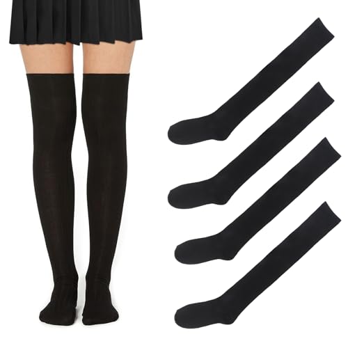 2 Pairs Women’s Black Knee High Socks – Breathable Elastic Knee High Sockings for Outdoor Sports & Sun Protection | Stretchy Thigh High Socks for Shorts/Skirts