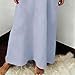 Dresses for Women Cotton Linen Henley V Neck Elegant 3/4 Sleeves Maxi Sundress Fashion Casual Beach Vacation Clothes Light Blue