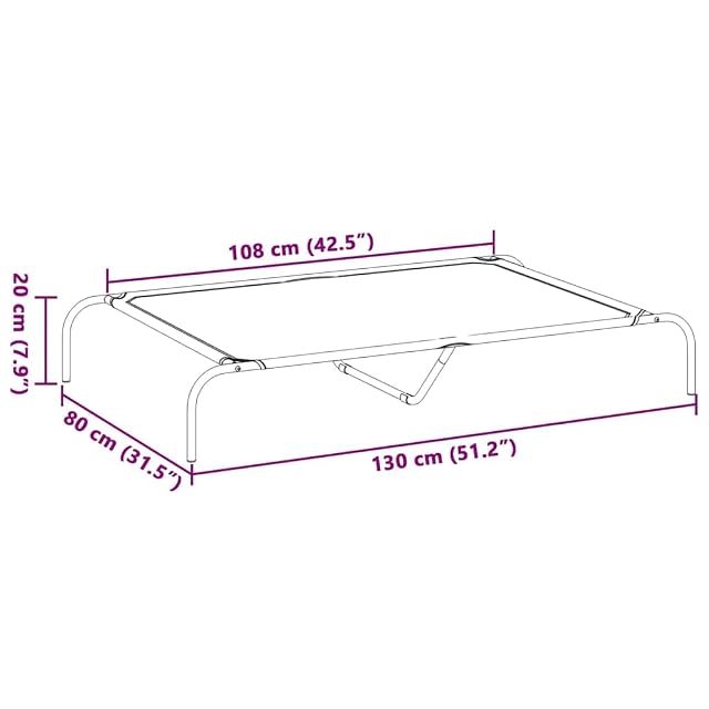 Foto 3 de 8 de vidaXL Cama elevada para Perros Negra 130x80x20 cm Tela Oxford y Acero