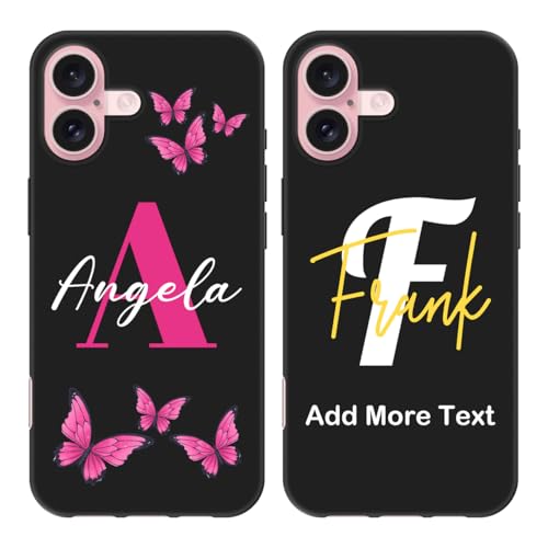 Custodia Personalizzata con Nome Compatibile con Apple iPhone 16 - Cover Personalizzata con Monogramma di Iniziale/Lettera, Stile Personalizzato Farfalla per Donna e Uomo, Stili Classici, Custodia