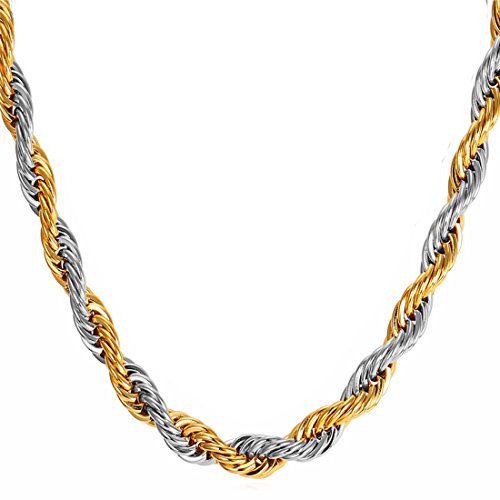 Nakabh Golden Stainless Steel Rope Chain Necklace for Men Boys