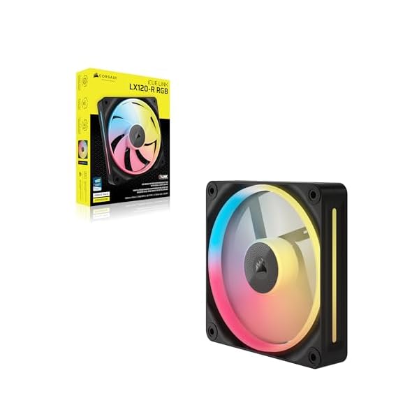 Corsair iCUE LINK LX120-R RGB 120mm PWM Reverse Fan – Single Fan – Low-Noise, Magnetic Dome Bearing, Dual Light Loops, QuikTurn™ Screws, Zero RPM Mode – Black - Image 10
