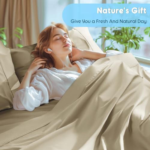 Image of SONORO KATE 1000 Series 100% Egyptian Cotton King Sheet Set,4 Pieces | Soft,Breathable Long Staple,Sateen Weave,Luxury 5-Star Hotel Bed Sheets,16 inch Deep Pocket,Linen
