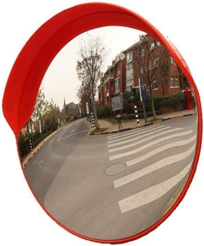 FERRETELIX® Espejo de Tráfico Convexo 60 cm Exterior – Irrompible – Visera Solar – Con Soporte para Poste Ajustable – Alta Visibilidad