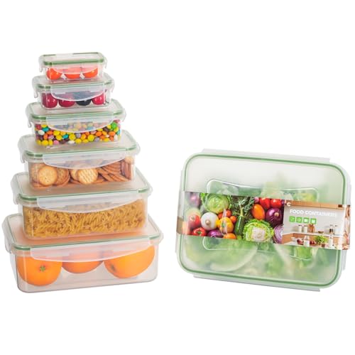 Romon Juegos de recipientes 7 Unidades Envases de Plastico con Tapa Hermetica Recipientes para Alimentos Ideales para Comidas y Celebraciones​ Sin BPA