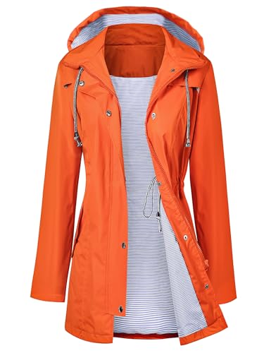 Image of LOMON Raincoat Women Waterproof Long Hooded Trench Coats Lined Windbreaker Travel Jacket S-XXL