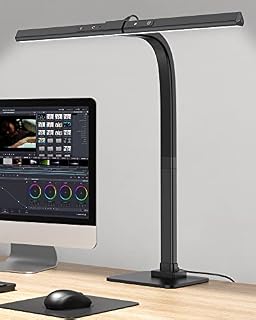 KableRika LED Desk Lamp, 12W Bright Architect Desk Lamps for Home Office, Dimmable Tall Table Lamp with Base, Eye-Care Modern Task Lamp, 6 Color Modes, Auto-Dimming for Desk Lighting/Workbench/Monitor