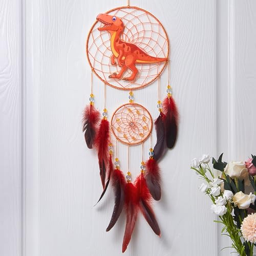 MHJY Dream Catcher for Kids Cute Dreamcatchers with Dinosaur Purely Large Handmade Bedroom Accessories Party Decorations for Girls Boys Wall Hanging