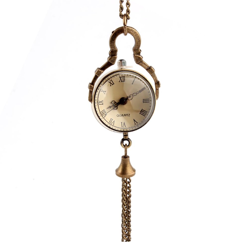 LEDMOMOVintage Quartz Pocket Watch Hanging Pocket Watch Roman Numerals Men Women Watch Classic Pocket Watch Delicate Pocket Watch Necklace Men Women Bronze