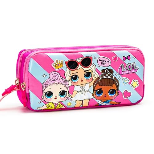 wopin Estojo para lápis LOL, lápis multifuncional estojo de lápis de grande capacidade bolsa de lápis organizador de papelaria para estudantes meninos menina material escolar, Vermelho, Adaptadores de