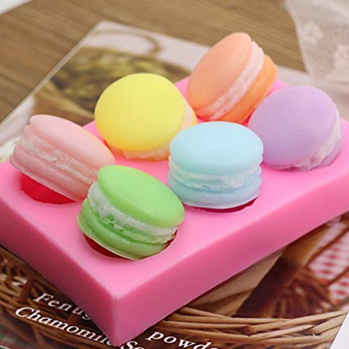 Busoha 6-Cavity 3D Macaroon Silicone Mold For Fondant, Macaron Hamburger Baking Molds, Candle Mold, Muffin Molds, Cake/Cupcake Decorating, Chocolate, Candy, Polymer Clay, Mini Soap, Bath Bomb #TOP4
