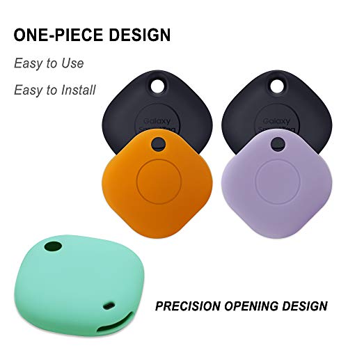 Image of Geiomoo Silicone Case for Galaxy SmartTag, Soft and Flexible, Scratch /Shock Resistant Cover with Carabiner for Galaxy SmartTag Tracker (2 Pack Orange+Lilac)