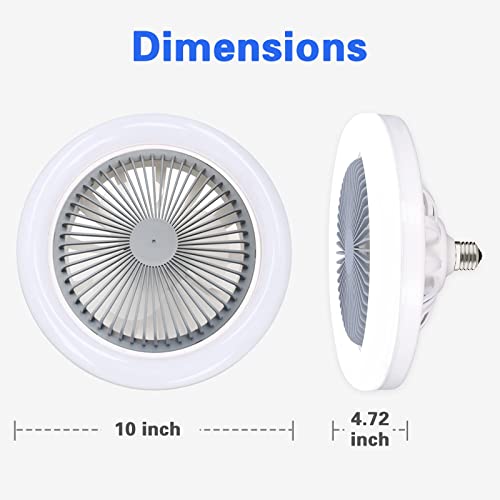 Enclosed Ceiling Fan With Light, E26 Screw Standard Bulb Base, 10" Light/ 5" Fan, Ac 120V 16W 6000K, Handy Small Led Fan Light For Pantry/Garage/Closet/Kitchen/Bathroom/Laundry Room, Grey #TOP1
