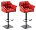 CLP Lot De 2 Tabourets De Bar Design Damaso en Similicuir I Chaise De Bar Rembourrée avec Dossier Accoudoirs Et Repose-Pied I Chaise Bistrot, Couleur:Rouge, Couleur du Cadre:Noir