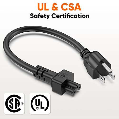 3 Prong Ac Power Cord [2-Pack], Ul Listed Cablecreation 1 Feet Short Power Cable For Iec-60320 Iec320 C5 To Nema 5-15P, 0.3M / Black #TOP4
