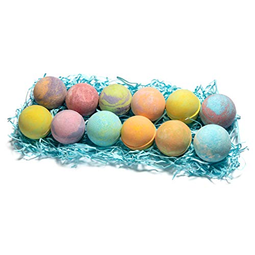 Tropical Fruit Bath Fizzies Set - 12 Large Bubble Bathbombs With Natural Essential Oils In Fruity Scents - Vegan Fizzy Bath Bombs Has Moisturizing Shea Butter And Coconut Oil #TOP6