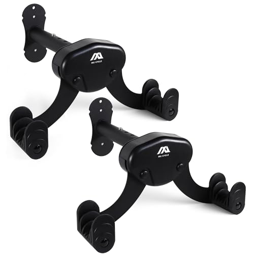 MU CYCLE Buffalo Bike Wall Mount Rack – Adjustable Heavy-Duty Horizontal Indoor Hanger for Road, Mountain & Hybrid Bikes up to 48.5 lbs / 22 kg, Space-Saving Garage & Apartment Storage (2 Pack)
