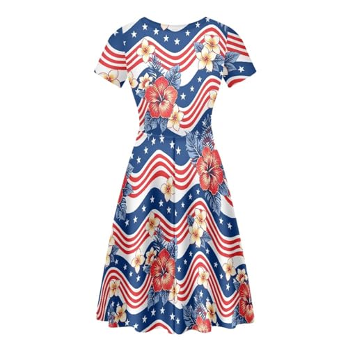 Image of AFPANQZ Womens Casual Summer Lightweight Vintage Dress Short Sleeve Midi Dress Knee-Long Luxury Formal Dress