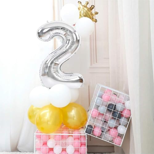 Image of TONIFUL 40 Inch Silver Number 16 Balloons Large Foil 16th Birthday Decor | Silver 16 Balloon Number Sixteen for Sweet 16 Birthday Party 16th Anniversary, Silver Birthday Decor for Teens Men Women