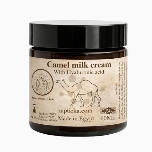 Camel Milk Cream with Hyaluronic Acid Hydrating Face, Body and Hand Moisturizer. Nourishing and Anti-Dryness Skin Care Day and Night Use,60ml
