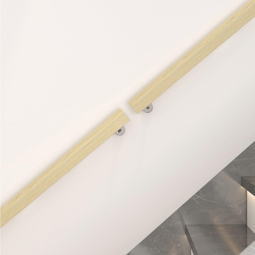 Corrimano per Scale Interne da 50-150 cm, Ringhiera per Scale Legno Rotondo, Barra di Supporto di Sicurezza Antiscivolo, Passamano per Corridoio, Attico, Villa, Asilo, Casa(120cm/4ft)