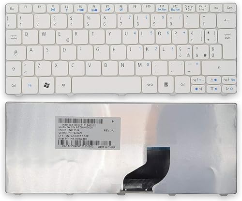 Tastiera per Netbook Notebook ZH9 Bianca Italiana Compatibile con Acer Aspire Serie One 532H 532 D255 D257 D260 D270 PAV70 PAV80